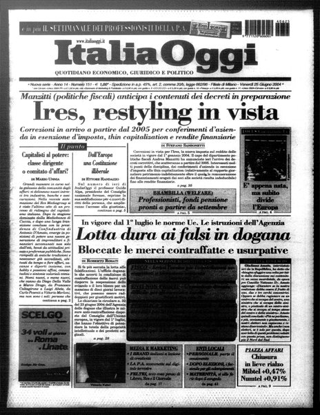 Italia oggi : quotidiano di economia finanza e politica